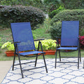 Phi Villa  Folding Sling Dining Chair Aluminum & Steel Frame, Set of 2