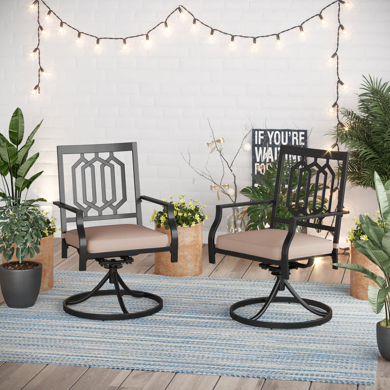 Phi Villa Outdoor Metal Dining Chairs fits Garden Backyard Chairs Furniture - Set of 2 