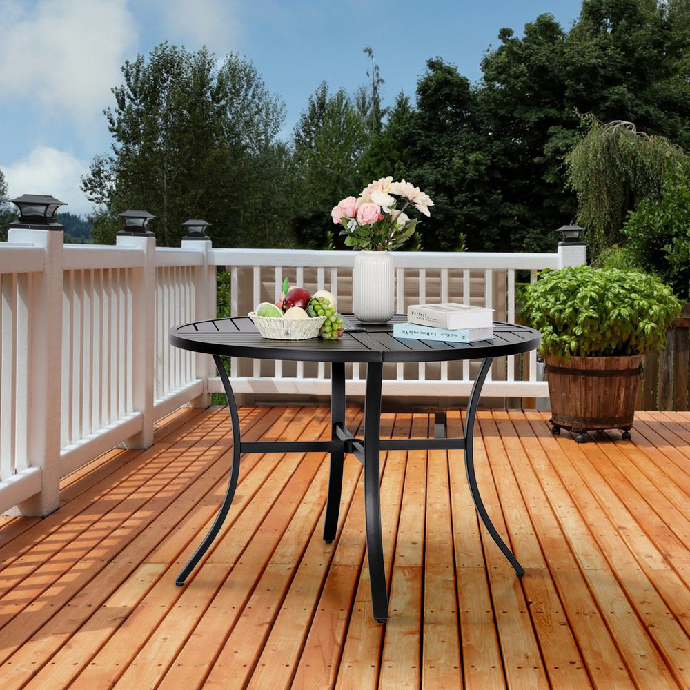 Phi Villa 42‘’ Outdoor Metal Slat Steel Round Dining Table