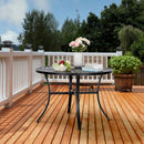 Phi Villa Outdoor Metal Slat Steel Round Dining Table