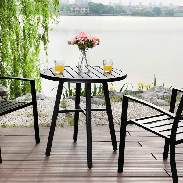Phi Villa Outdoor Steel Round Small Coffee Table Bistro Table