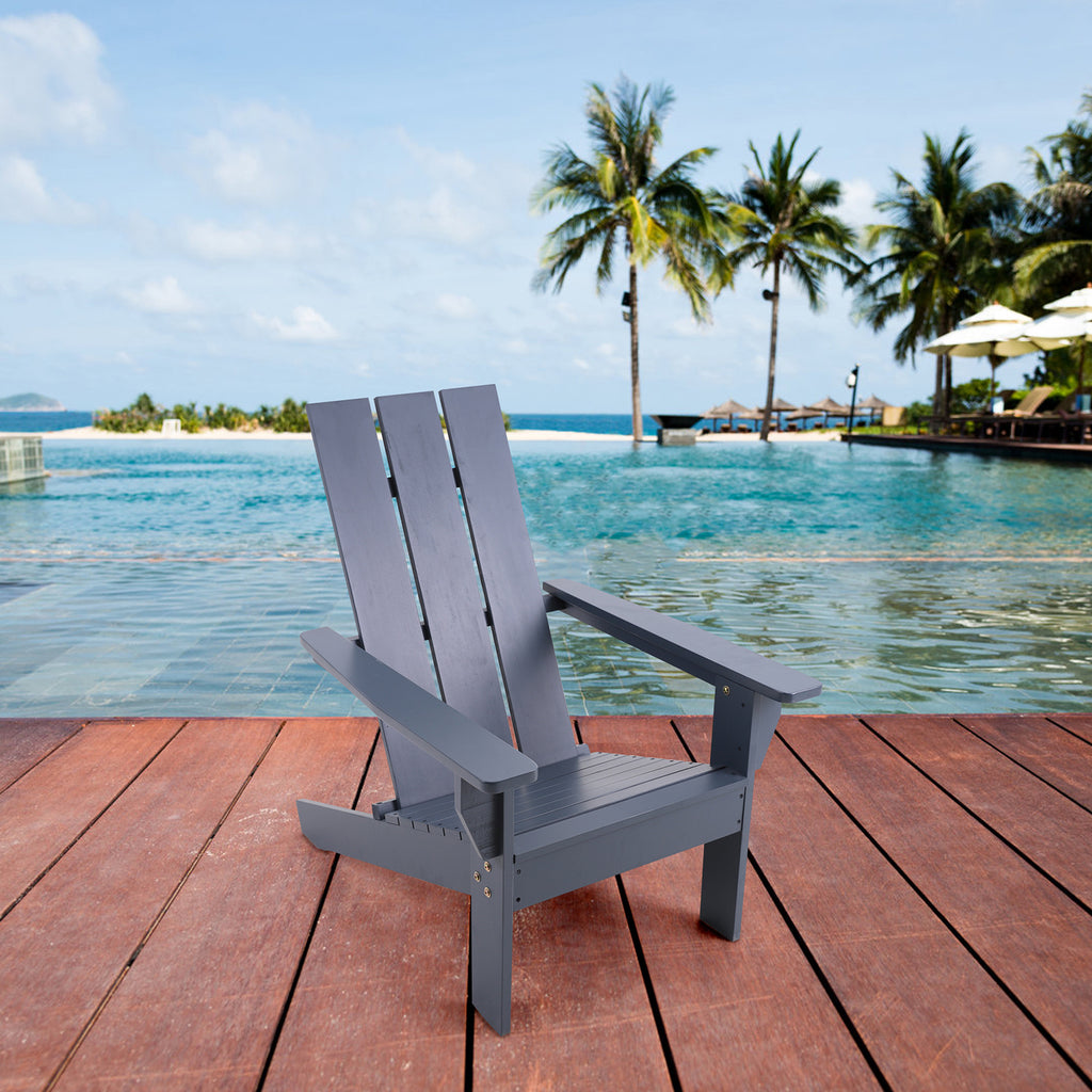 Phi Villa Outdoor High Back Wooden Lounge Adirondack Chair
