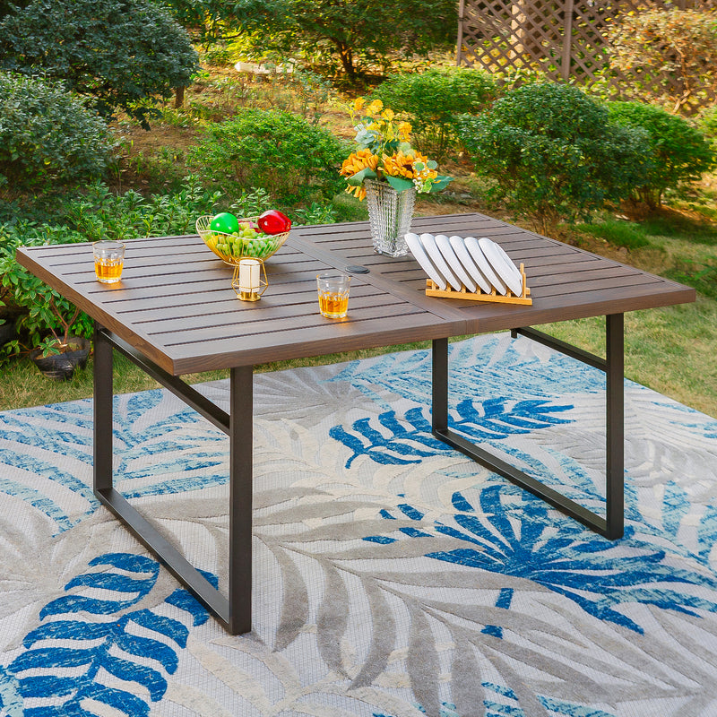 Phi Villa Patio Rectangle Patio Dining Table with U-shaped legs