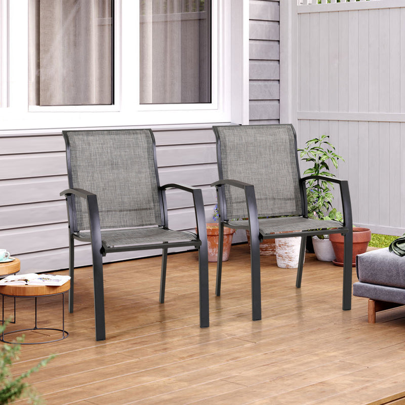 Phi Villa Patio Textilene Aluminum Alloy Fixed Chairs, Set of 2