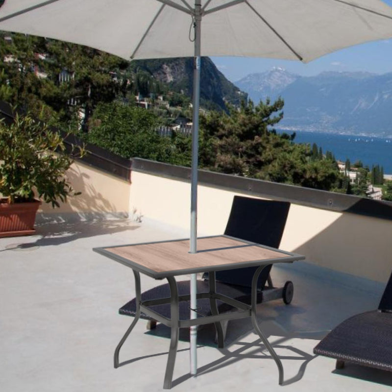 Phi Villa Wood-Look Patio Dining Table with Umbrella Hole