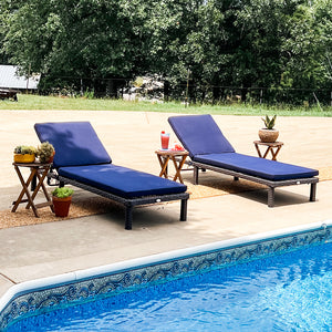 PHI VILLA 2-Piece Outdoor Rattan Chaise Lounge Chair
