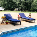 PHI VILLA 2-Piece Outdoor Rattan Chaise Lounge Chair