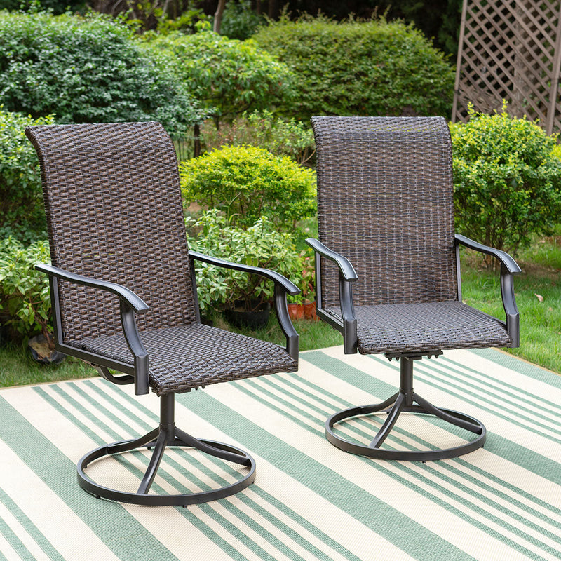 PHI VILLA Rattan Swivel Patio Dining Chairs, Set of 2