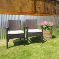 PHI VILLA Patio Wicker Rattan Haiti Chair Set of 2