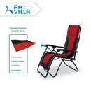 PHI VILLA Padded Zero Gravity Chair Adjustable Recliner With Cup Holder