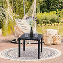 PHI VILLA Black Small Metal Square Side Coffee Bistro Table