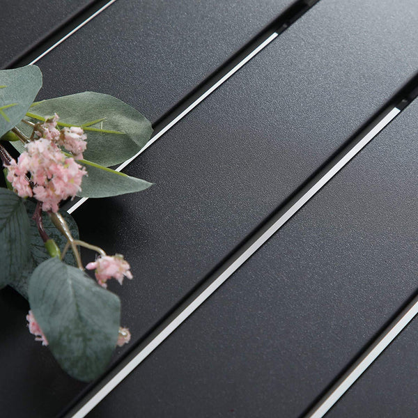 PHI VILLA Black Small Metal Square Side Coffee Bistro Table