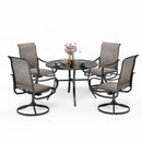 Phi Villa 5-Piece Patio Dining Set Steel Round Table & Textilene Swivel Chairs
