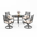 PHI VILLA 5-Piece Patio Dining Set 4 Fixed Steel Chairs and Round Table