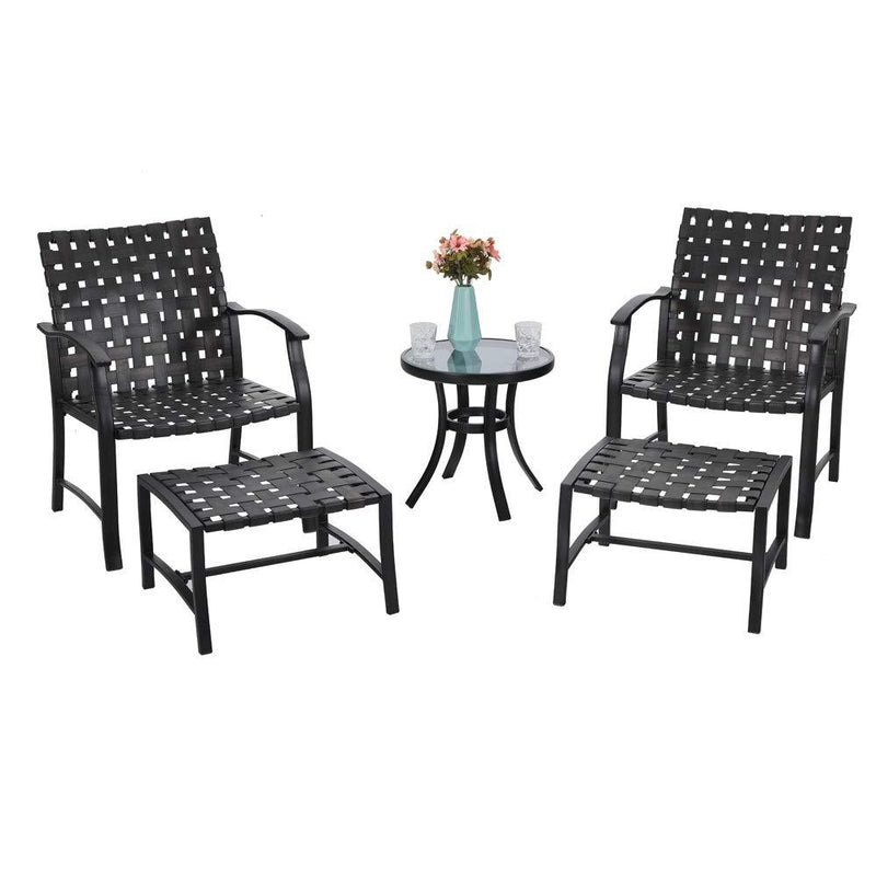 PHI VILLA 5-Piece Patio Conversation Set with Ottomans and Table