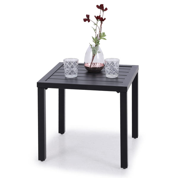 PHI VILLA Black Small Metal Square Side Coffee Bistro Table