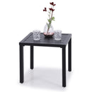 PHI VILLA Black Small Metal Square Side Coffee Bistro Table