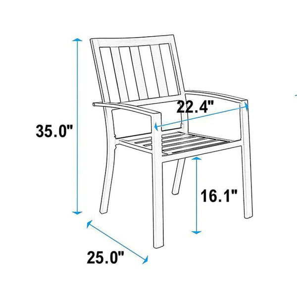 PHI VILLA 8-Piece Patio Dining Set with 13ft Umbrella & Metal Steel Table & Fixed Steckable Chairs