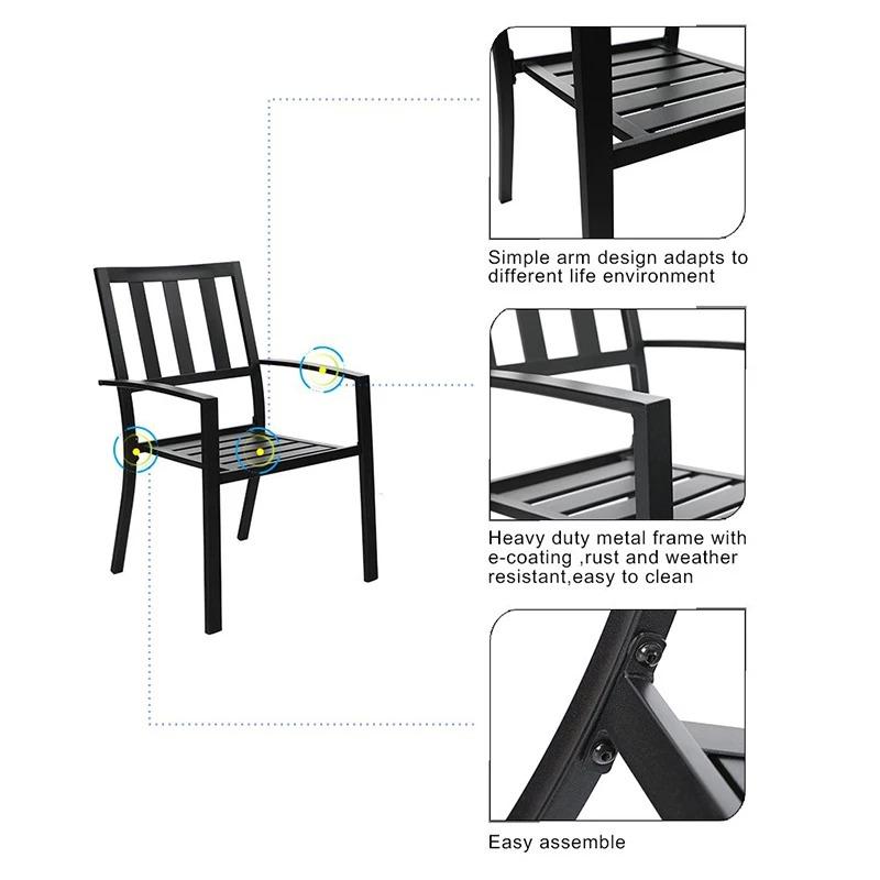 PHI VILLA Patio Outdoor Dining Chairs Garden Backyard Chairs - Set of 2