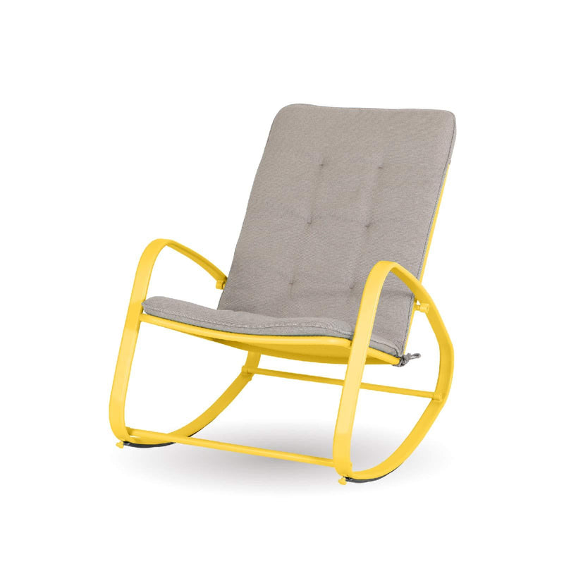 PHI VILLA Patio 1 Piece Rocking Chair Padded Steel Rocker Chair