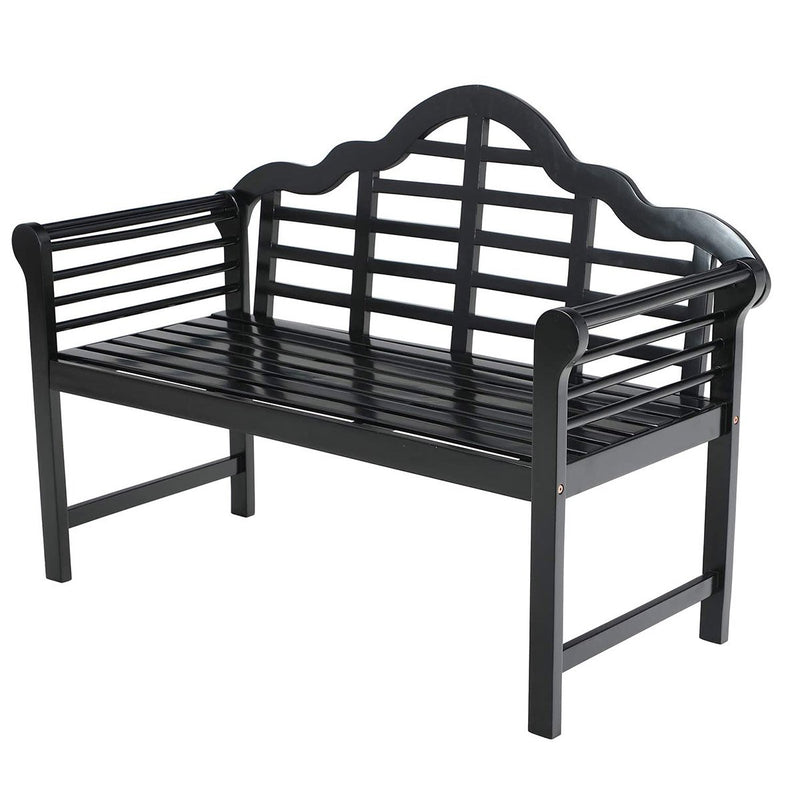 PHI VILLA Patio Acacia Wood Bench With Backrest & Armrest