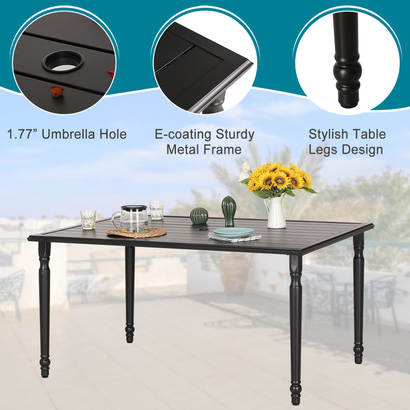 7-Piece Patio Dining Set with Upgraded Textilene Padded Chairs for Deck, Backyard PHI VILLA