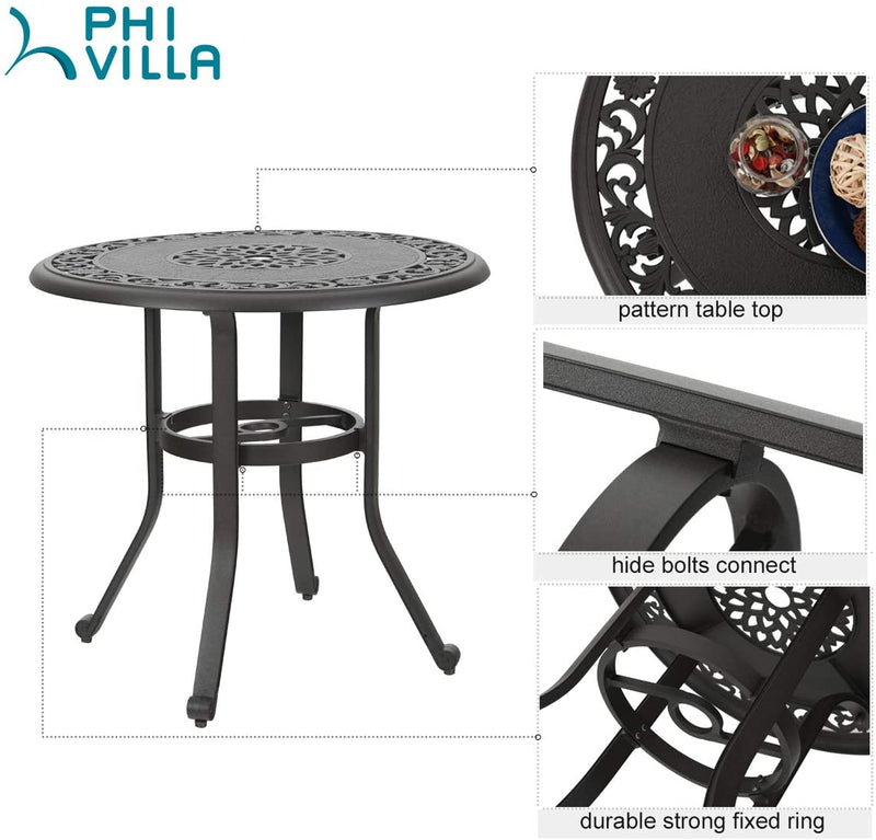 PHI VILLA 32" Cast Aluminum Round Outdoor Bar Table