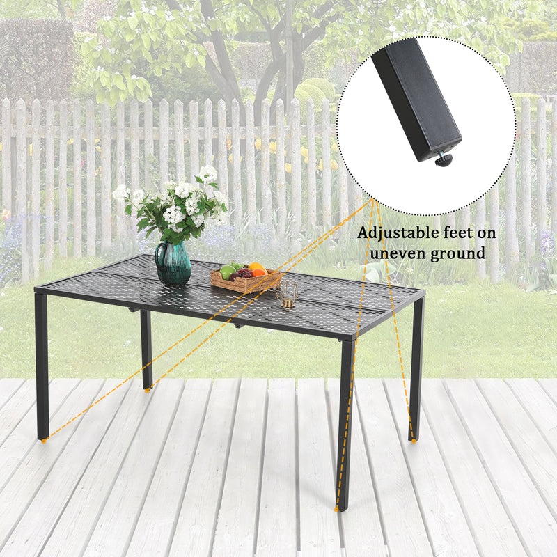 PHI VILLA 7-Piece Outdoor Dining Set 6 Textilene Padded Swivel Chairs and Steel Rectangle Table