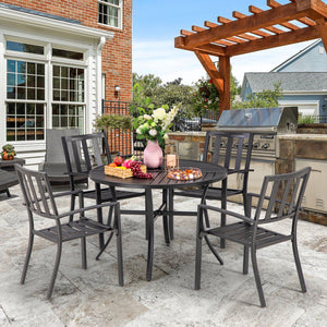 5-Piece Outdoor Dining Set with 42" Round Table and Stckable Chairs