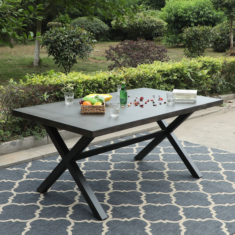 Wood look 2025 outdoor dining table