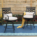 PHI VILLA Outdoor Steel Swivel Cushioned Bar Stools With Pillows