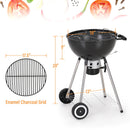 Portable Kettle Enamel Charcoal Grill Outdoor BBQ Black Grill-Captiva Designs