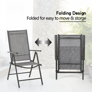 Phi Villa  Folding Sling Dining Chair Aluminum & Steel Frame, Set of 2