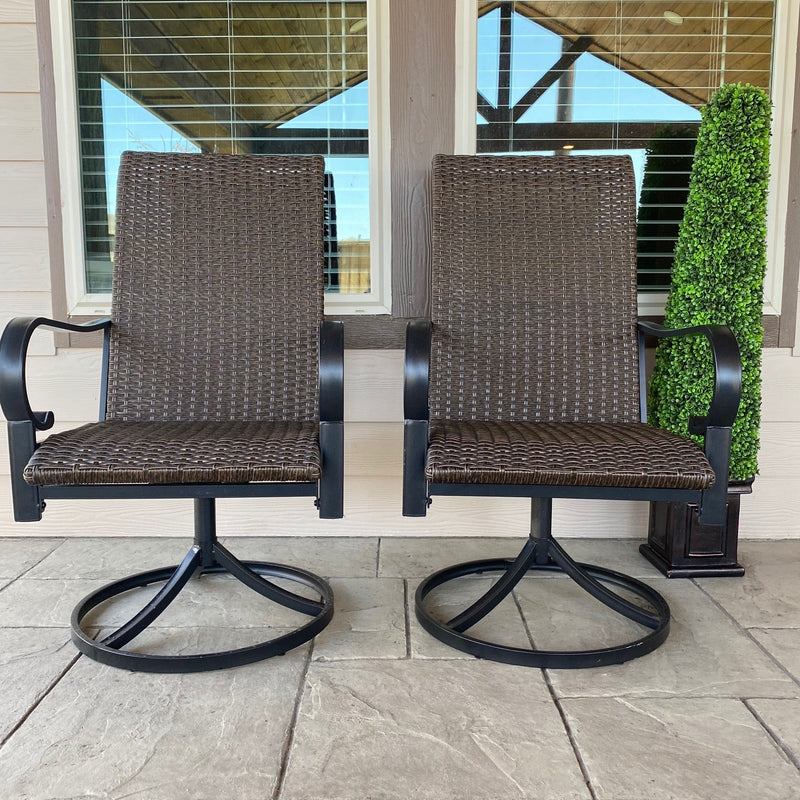 PHI VILLA Rattan Swivel Outdoor Dining Chairs, Set of 2