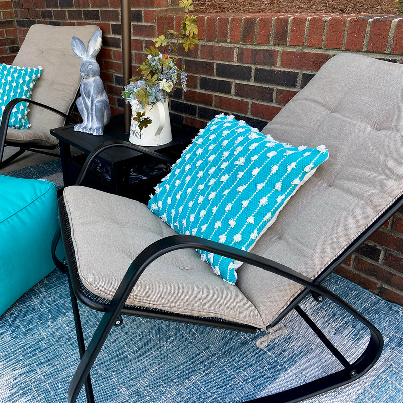 PHI VILLA Patio 1 Piece Rocking Chair Padded Steel Rocker Chair