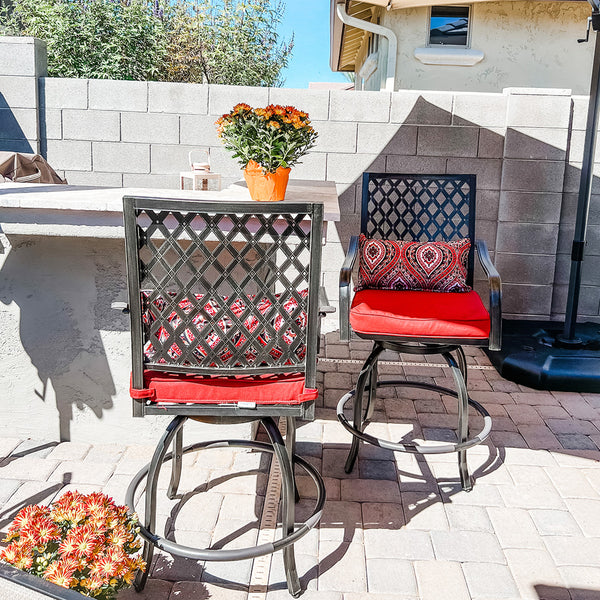 Outdoor Bohemian Swivel Bar Stools Set for Garden, Bar-PHI VILLA