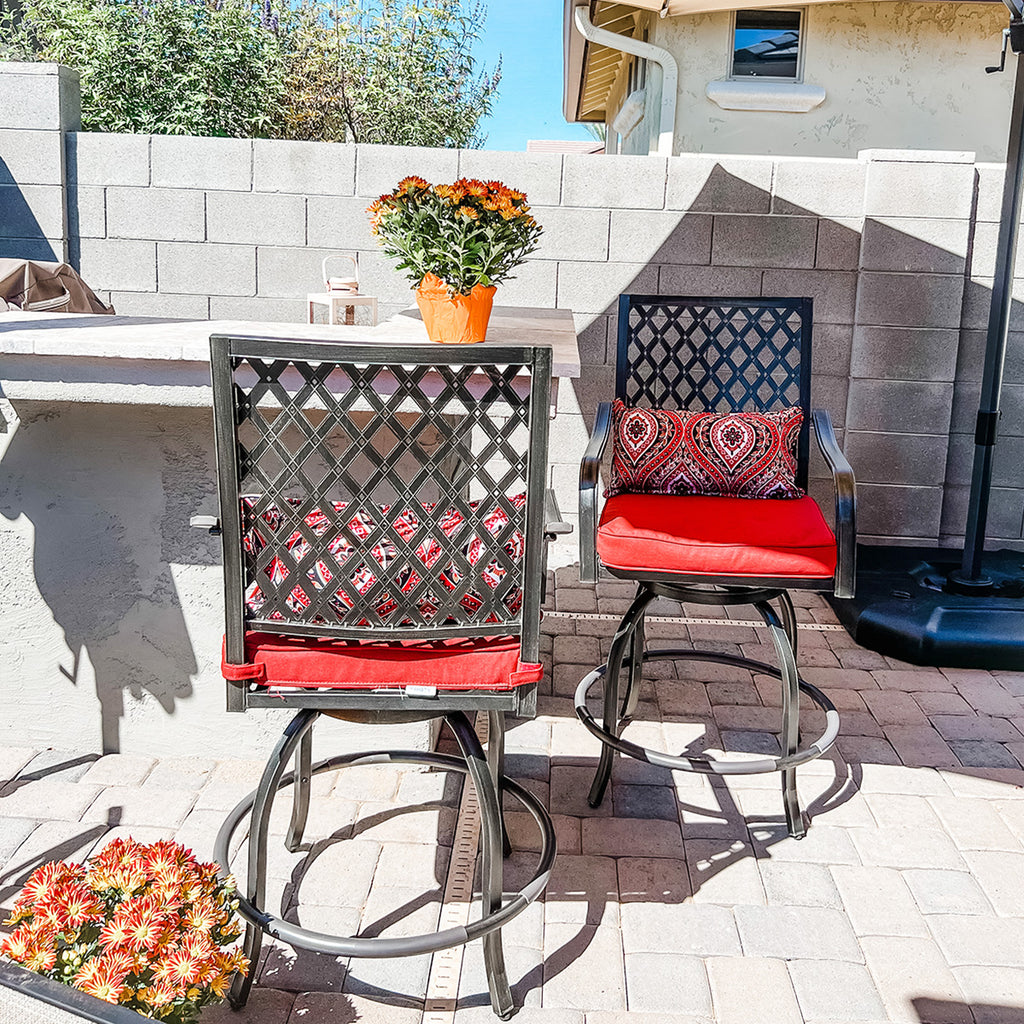 Phi villa outdoor extra wide height swivel bar stools on sale set