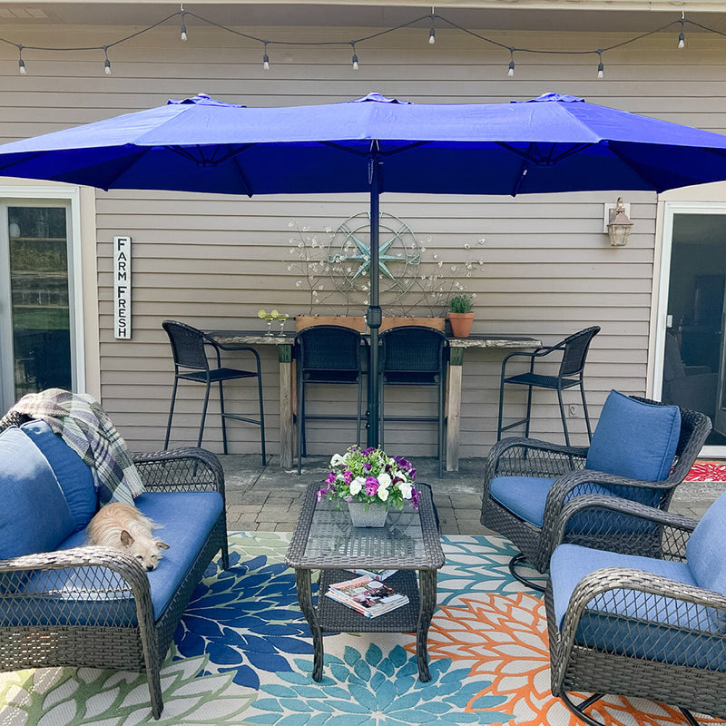 PHI VILLA 15ft Double-Sided Patio Extra Large Twin Umbrella