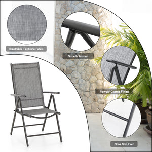 Phi Villa  Folding Sling Dining Chair Aluminum & Steel Frame, Set of 2