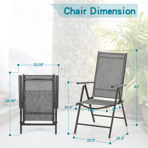 Phi Villa  Folding Sling Dining Chair Aluminum & Steel Frame, Set of 2