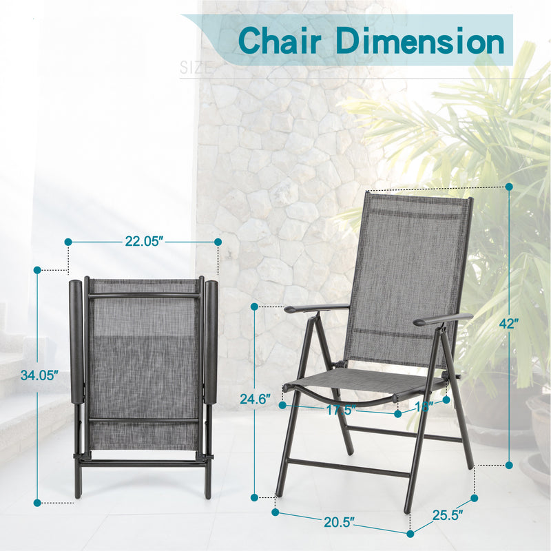 Phi Villa  Folding Sling Dining Chair Aluminum & Steel Frame, Set of 2