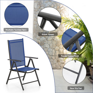 Phi Villa  Folding Sling Dining Chair Aluminum & Steel Frame, Set of 2