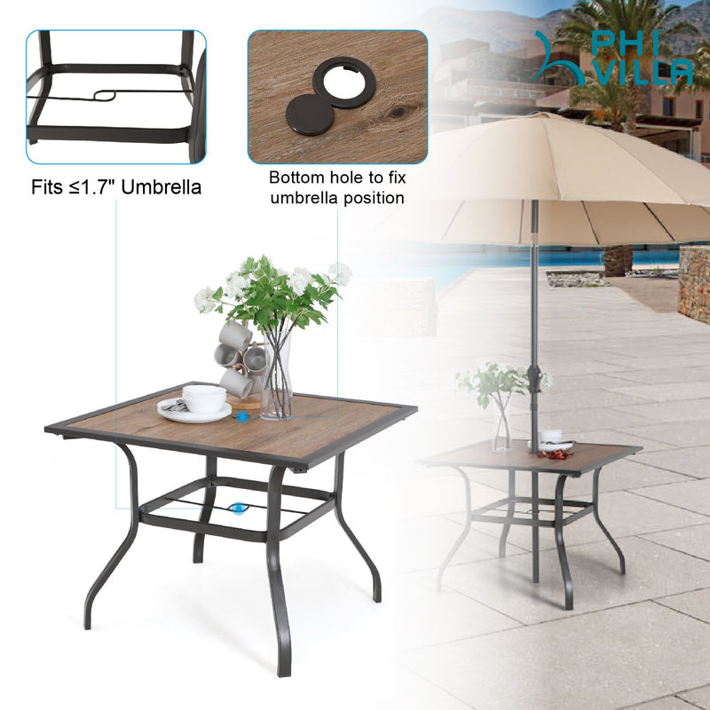 5-Piece Patio Dining Set with Textilene Swivel Chairs & Wood-look Table for Garden Backyard PHI VILLA