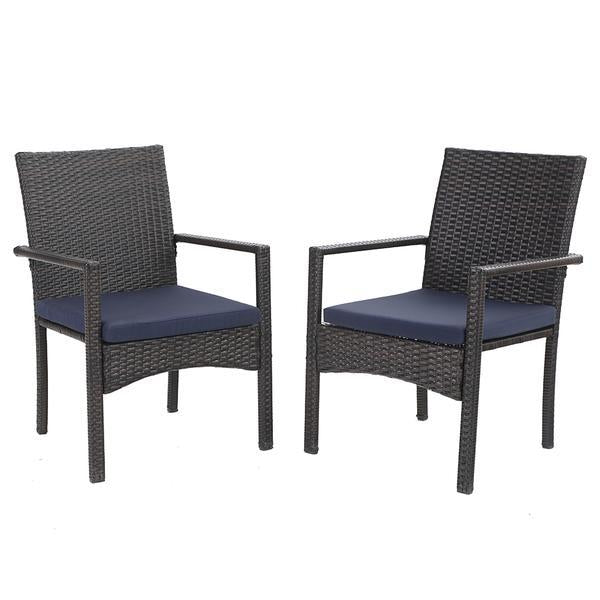 PHI VILLA Outdoor Wicker Rattan Haiti Chair Set of 2