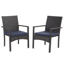 PHI VILLA Outdoor Wicker Rattan Haiti Chair Set of 2