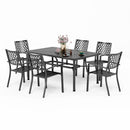 PHI VILLA 7-Piece Outdoor Patio Dining Set 6 Stackable Chairs and Rectangle Table