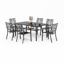 PHI VILLA 7-Piece Outdoor Patio Dining Set 6 Stackable Chairs and Rectangle Table