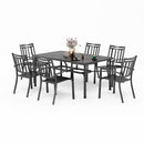 PHI VILLA 7-Piece Outdoor Patio Dining Set 6 Stackable Chairs and Rectangle Table