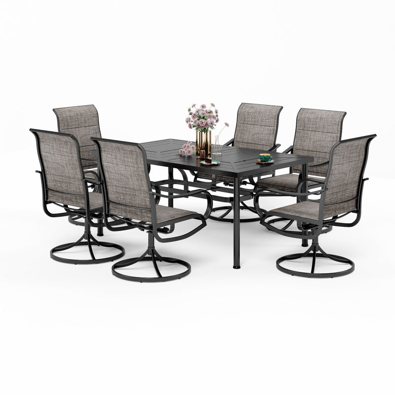 7-Piece Patio Dining Set with Upgraded Textilene Padded Chairs for Deck,Backyard PHI VILLA