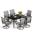 7-Piece Patio Dining Set with Upgraded Textilene Padded Chairs for Deck, Backyard PHI VILLA